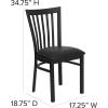 Flash Furniture 4 Pack HERCULES Series Black School House Back Metal Restaurant Chair – Black Vinyl Seat(Black Vinyl Seat/Black Metal Frame)