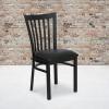 Flash Furniture 4 Pack HERCULES Series Black School House Back Metal Restaurant Chair – Black Vinyl Seat(Black Vinyl Seat/Black Metal Frame)