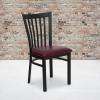 Flash Furniture 4 Pack HERCULES Series Black School House Back Metal Restaurant Chair – Black Vinyl Seat(Burgundy Vinyl Seat/Black Metal Frame)