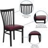 Flash Furniture 4 Pack HERCULES Series Black School House Back Metal Restaurant Chair – Black Vinyl Seat(Burgundy Vinyl Seat/Black Metal Frame)