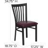 Flash Furniture 4 Pack HERCULES Series Black School House Back Metal Restaurant Chair – Black Vinyl Seat(Burgundy Vinyl Seat/Black Metal Frame)