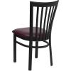 Flash Furniture 4 Pack HERCULES Series Black School House Back Metal Restaurant Chair – Black Vinyl Seat(Burgundy Vinyl Seat/Black Metal Frame)