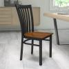 Flash Furniture 4 Pack HERCULES Series Black School House Back Metal Restaurant Chair – Black Vinyl Seat(Cherry Wood Seat/Black Metal Frame)