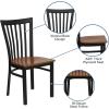 Flash Furniture 4 Pack HERCULES Series Black School House Back Metal Restaurant Chair – Black Vinyl Seat(Cherry Wood Seat/Black Metal Frame)
