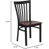 Flash Furniture 4 Pack HERCULES Series Black School House Back Metal Restaurant Chair – Black Vinyl Seat(Mahogany Wood Seat/Black Metal Frame)