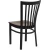 Flash Furniture 4 Pack HERCULES Series Black School House Back Metal Restaurant Chair – Black Vinyl Seat(Mahogany Wood Seat/Black Metal Frame)