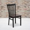 Flash Furniture 4 Pack HERCULES Series Black School House Back Metal Restaurant Chair – Black Vinyl Seat(Mahogany Wood Seat/Black Metal Frame)