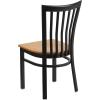 Flash Furniture 4 Pack HERCULES Series Black School House Back Metal Restaurant Chair – Black Vinyl Seat(Natural Wood Seat/Black Metal Frame)