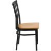 Flash Furniture 4 Pack HERCULES Series Black School House Back Metal Restaurant Chair – Black Vinyl Seat(Natural Wood Seat/Black Metal Frame)