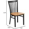Flash Furniture 4 Pack HERCULES Series Black School House Back Metal Restaurant Chair – Black Vinyl Seat(Natural Wood Seat/Black Metal Frame)