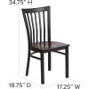 Flash Furniture 4 Pack HERCULES Series Black School House Back Metal Restaurant Chair – Black Vinyl Seat(Walnut Wood Seat/Black Metal Frame)