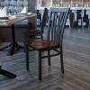 Flash Furniture 4 Pack HERCULES Series Black School House Back Metal Restaurant Chair – Black Vinyl Seat(Walnut Wood Seat/Black Metal Frame)