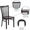 Flash Furniture 4 Pack HERCULES Series Black School House Back Metal Restaurant Chair – Black Vinyl Seat(Walnut Wood Seat/Black Metal Frame)