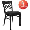 Flash Furniture 4 Pack HERCULES Series Black ”X” Back Metal Restaurant Chair – Black Vinyl Seat(Black)