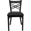 Flash Furniture 4 Pack HERCULES Series Black ”X” Back Metal Restaurant Chair – Black Vinyl Seat(Black)