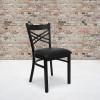 Flash Furniture 4 Pack HERCULES Series Black ”X” Back Metal Restaurant Chair – Black Vinyl Seat(Black)
