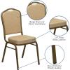 Flash Furniture 4 Pack HERCULES Series Crown Back Stacking Banquet Chair in Black Fabric – Silver Frame(Beige Patterned Fabric/Gold Frame)