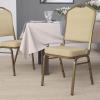 Flash Furniture 4 Pack HERCULES Series Crown Back Stacking Banquet Chair in Black Fabric – Silver Frame(Beige Patterned Fabric/Gold Frame)
