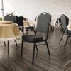 Flash Furniture 4 Pack HERCULES Series Crown Back Stacking Banquet Chair in Black Fabric – Silver Frame(Black Dot Patterned Fabric/Black Frame)