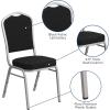 Flash Furniture 4 Pack HERCULES Series Crown Back Stacking Banquet Chair in Black Fabric – Silver Frame(Black Fabric/Silver Frame)