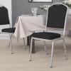 Flash Furniture 4 Pack HERCULES Series Crown Back Stacking Banquet Chair in Black Fabric – Silver Frame(Black Fabric/Silver Frame)