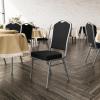 Flash Furniture 4 Pack HERCULES Series Crown Back Stacking Banquet Chair in Black Fabric – Silver Frame(Black Fabric/Silver Vein Frame)
