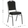 Flash Furniture 4 Pack HERCULES Series Crown Back Stacking Banquet Chair in Black Fabric – Silver Frame(Black Fabric/Silver Vein Frame)
