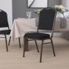 Flash Furniture 4 Pack HERCULES Series Crown Back Stacking Banquet Chair in Black Fabric – Silver Frame(Black Patterned Fabric/Gold Vein Frame)