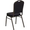 Flash Furniture 4 Pack HERCULES Series Crown Back Stacking Banquet Chair in Black Fabric – Silver Frame(Black Patterned Fabric/Gold Vein Frame)