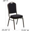 Flash Furniture 4 Pack HERCULES Series Crown Back Stacking Banquet Chair in Black Fabric – Silver Frame(Black Patterned Fabric/Gold Vein Frame)
