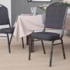 Flash Furniture 4 Pack HERCULES Series Crown Back Stacking Banquet Chair in Black Fabric – Silver Frame(Black Patterned Fabric/Silver Vein Frame)