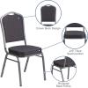 Flash Furniture 4 Pack HERCULES Series Crown Back Stacking Banquet Chair in Black Fabric – Silver Frame(Black Patterned Fabric/Silver Vein Frame)