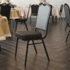 Flash Furniture 4 Pack HERCULES Series Crown Back Stacking Banquet Chair in Black Fabric – Silver Frame(Black Vinyl/Black Frame)