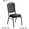Flash Furniture 4 Pack HERCULES Series Crown Back Stacking Banquet Chair in Black Fabric – Silver Frame(Black Vinyl/Gold Vein Frame)