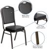 Flash Furniture 4 Pack HERCULES Series Crown Back Stacking Banquet Chair in Black Fabric – Silver Frame(Black Vinyl/Gold Vein Frame)
