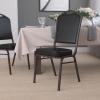 Flash Furniture 4 Pack HERCULES Series Crown Back Stacking Banquet Chair in Black Fabric – Silver Frame(Black Vinyl/Gold Vein Frame)