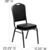 Flash Furniture 4 Pack HERCULES Series Crown Back Stacking Banquet Chair in Black Fabric – Silver Frame(Black Vinyl/Silver Vein Frame)