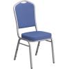 Flash Furniture 4 Pack HERCULES Series Crown Back Stacking Banquet Chair in Black Fabric – Silver Frame(Blue Fabric/Silver Frame)