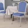 Flash Furniture 4 Pack HERCULES Series Crown Back Stacking Banquet Chair in Black Fabric – Silver Frame(Blue Fabric/Silver Frame)