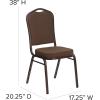 Flash Furniture 4 Pack HERCULES Series Crown Back Stacking Banquet Chair in Black Fabric – Silver Frame(Brown Patterned Fabric/Copper Vein Frame)