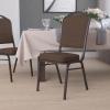 Flash Furniture 4 Pack HERCULES Series Crown Back Stacking Banquet Chair in Black Fabric – Silver Frame(Brown Patterned Fabric/Copper Vein Frame)