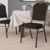 Flash Furniture 4 Pack HERCULES Series Crown Back Stacking Banquet Chair in Black Fabric – Silver Frame(Brown Patterned Fabric/Gold Vein Frame)