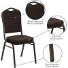 Flash Furniture 4 Pack HERCULES Series Crown Back Stacking Banquet Chair in Black Fabric – Silver Frame(Brown Patterned Fabric/Gold Vein Frame)