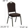 Flash Furniture 4 Pack HERCULES Series Crown Back Stacking Banquet Chair in Black Fabric – Silver Frame(Brown Patterned Fabric/Gold Vein Frame)