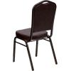 Flash Furniture 4 Pack HERCULES Series Crown Back Stacking Banquet Chair in Black Fabric – Silver Frame(Brown Vinyl/Copper Vein Frame)