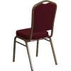 Flash Furniture 4 Pack HERCULES Series Crown Back Stacking Banquet Chair in Black Fabric – Silver Frame(Burgundy Fabric/Gold Frame)