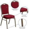 Flash Furniture 4 Pack HERCULES Series Crown Back Stacking Banquet Chair in Black Fabric – Silver Frame(Burgundy Fabric/Gold Vein Frame)