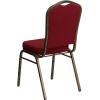 Flash Furniture 4 Pack HERCULES Series Crown Back Stacking Banquet Chair in Black Fabric – Silver Frame(Burgundy Fabric/Gold Vein Frame)