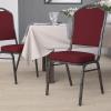 Flash Furniture 4 Pack HERCULES Series Crown Back Stacking Banquet Chair in Black Fabric – Silver Frame(Burgundy Fabric/Silver Vein Frame)