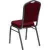 Flash Furniture 4 Pack HERCULES Series Crown Back Stacking Banquet Chair in Black Fabric – Silver Frame(Burgundy Fabric/Silver Vein Frame)